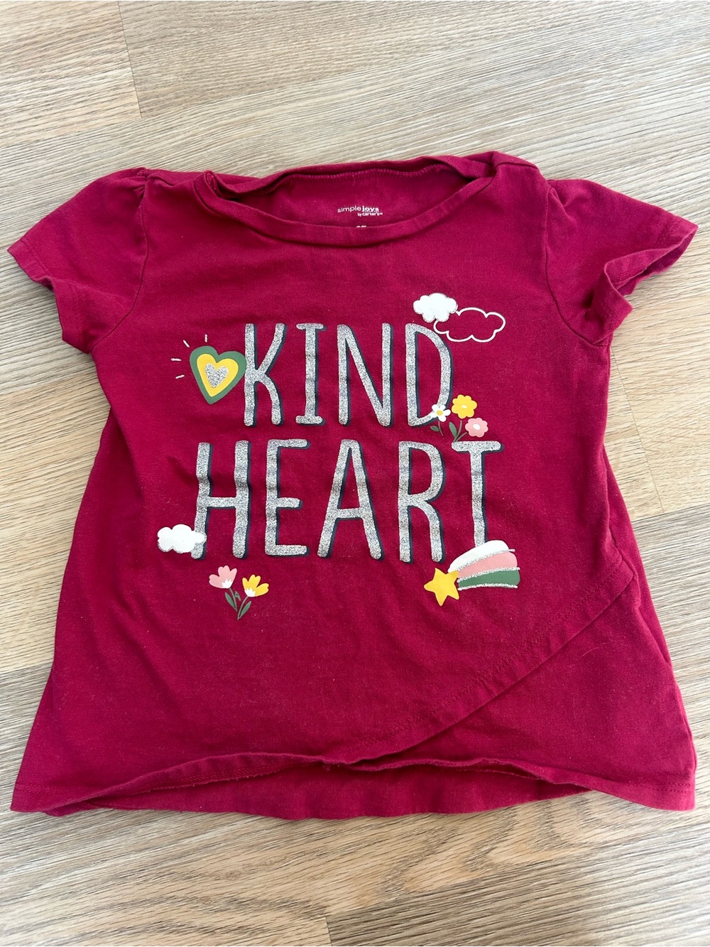 Kind Heart Girls' Short Sleeve Tee - burgundy